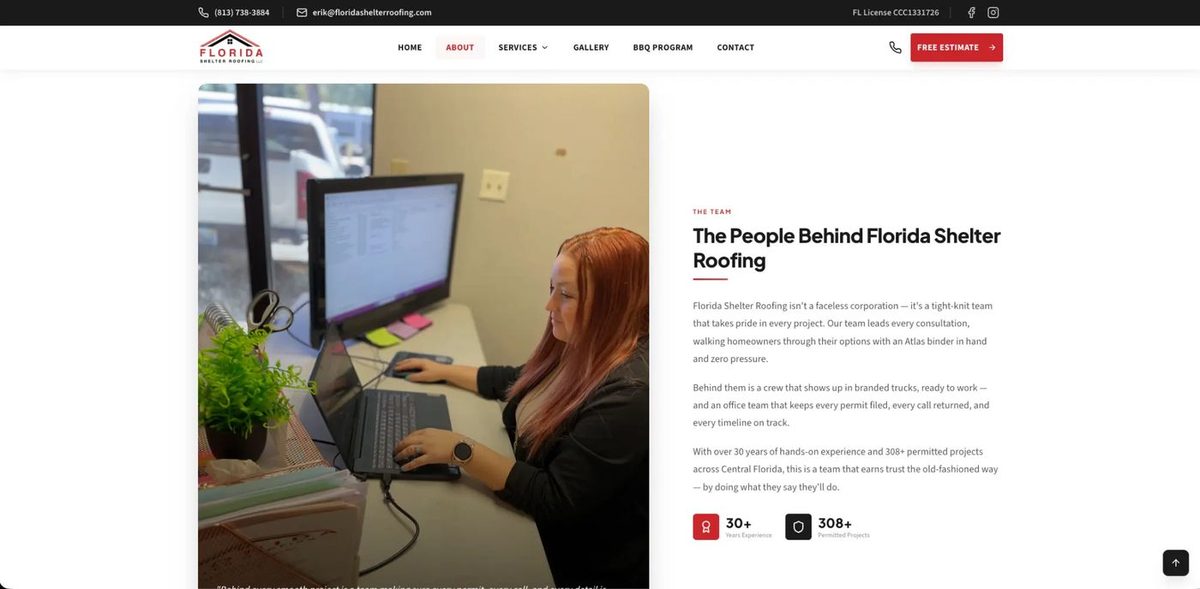 Florida Shelter Roofing - About the team section