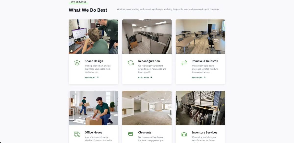 Joint Venture Design - Services grid with space design, reconfiguration, and office moves